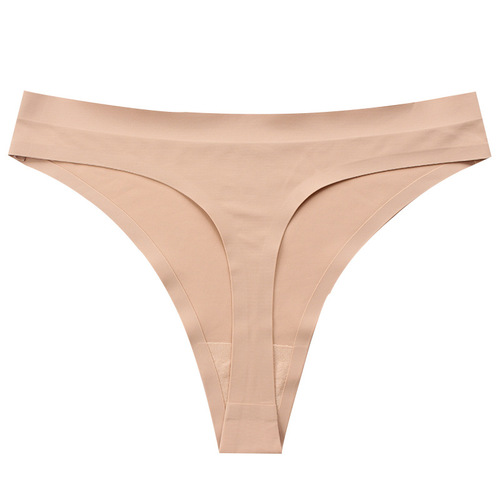 Low-rise women's sexy seamless one-piece invisible T-shape pant with ice silk G-string, summer thin cotton gusset, large size summer foreign trade