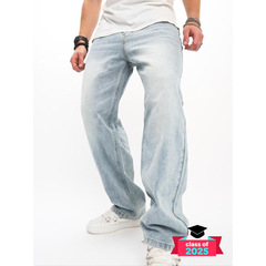 Men's Button Straight Leg Jeans Street Style Pocket Denim