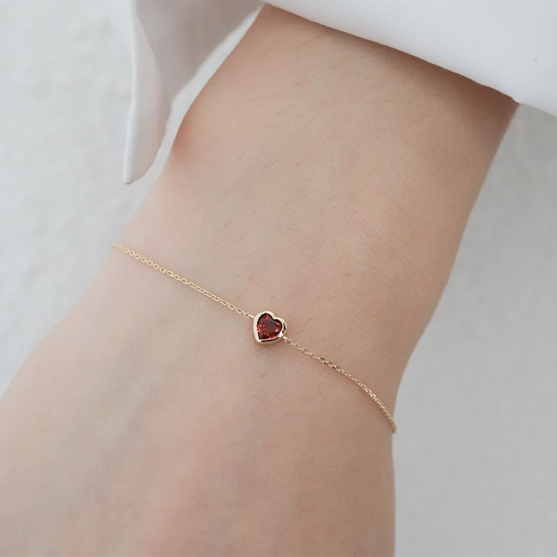 Niche Design S925 Sterling Silver Plated 14K Gold Love Bracelet Red Garnet Light Luxury Gentle Elegant All-Match Fine Handset
