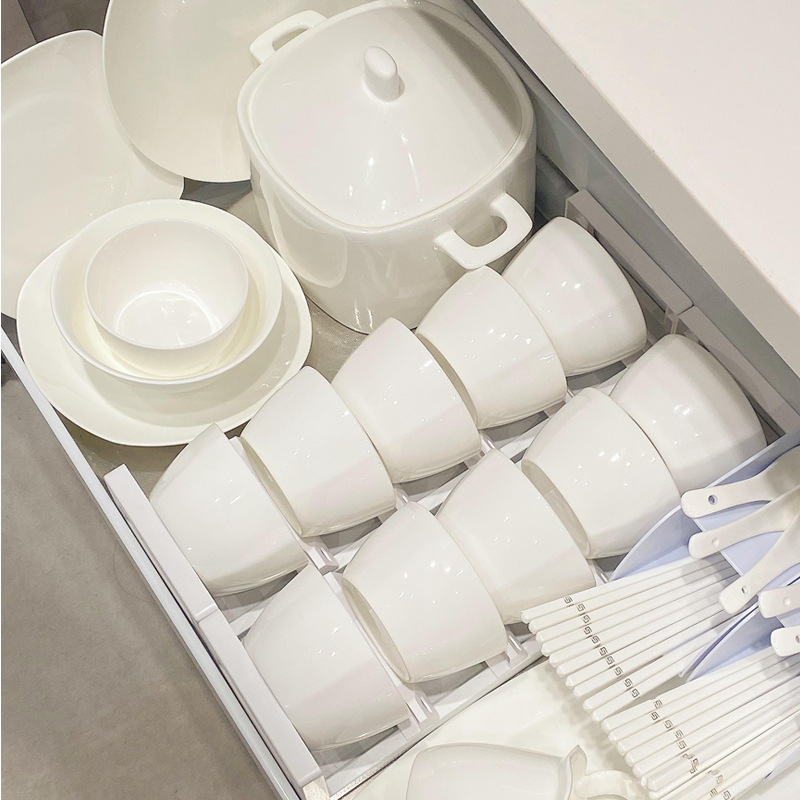 Minimalist Pure White Dish Set Household Underglaze Color Ceramic Tableware Rice Bowl Noodle Bowl Fish Plate Dish Plate Optional Wholesale Minimalist Pure White Dish Set Household Underglaze Color Ceramic Tableware Rice Bowl Noodle Bowl Fish Plate Dish Plate Optional Wholesale