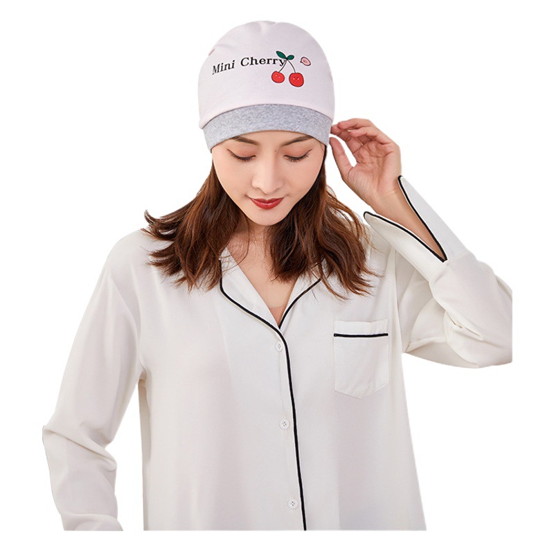 New Four Seasons Available Cotton Breathable Maternity Pregnant Women's Moon Scarf Fashion Cute Grey Edge Moon Hat Nightcap