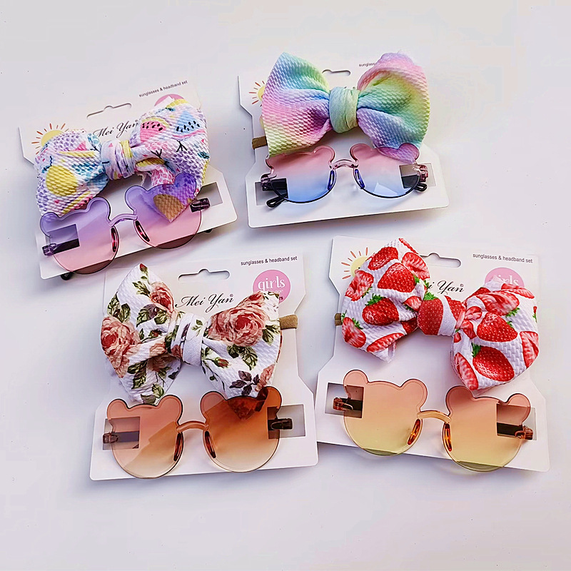62g Weight Cute Bear Bow Knot PC UV400 Protection Special-Shaped Mirror Frameless Kids Sunglasses