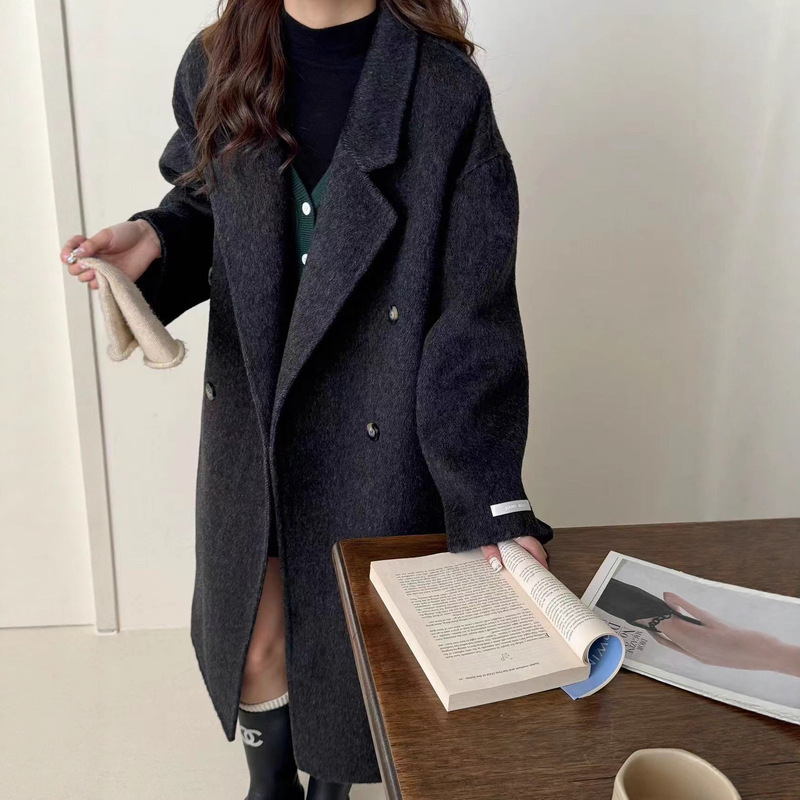 [Little Man's War Clothes] High Buckle Not Pressible Double Wool Coat Long High Korean Commuter Simple and Gentle