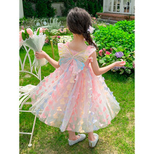女童连衣裙夏季新款彩虹色蝴蝶翅膀裙女宝宝夏装韩版公主裙子代发