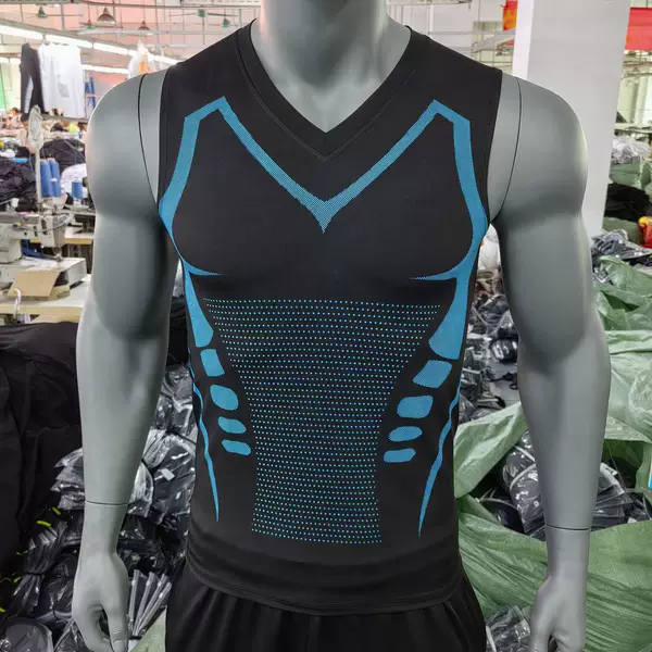 Cross-border V-neck quick-drying tank top, athletic compression shirt, running and fitness apparel, training wear, high-elasticity cycling apparel for men