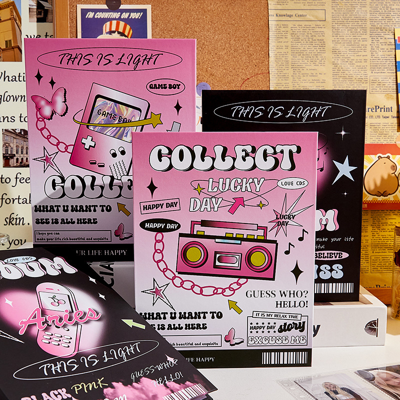 Tarjetas de tendencia retro americana 4 páginas de papel de palacio de alto valor de la cara tarjetas de almacenamiento de niñas 3 pulgadas álbumes de fotos