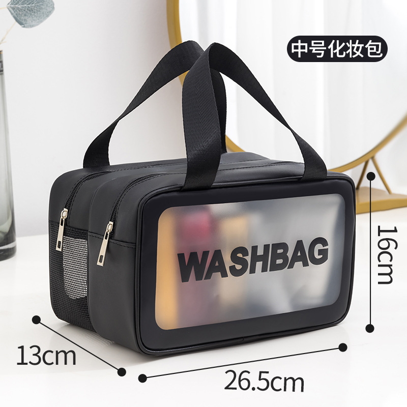 Bolsa de lavado de maquillaje transparente de tres piezas de PVC bolsa de baño de gran capacidad bolsa de almacenamiento portátil mate translúcida