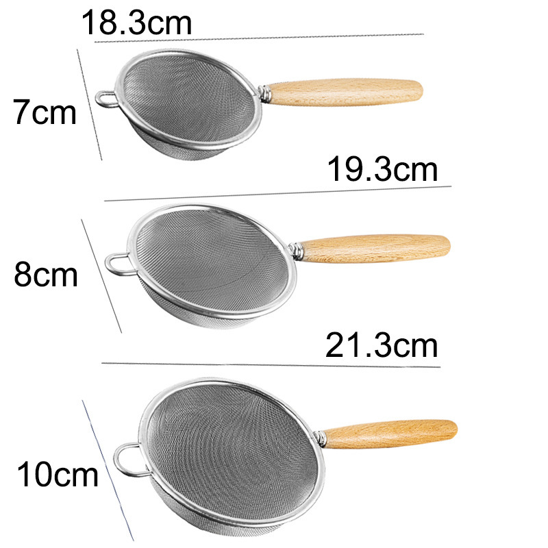 304ステンレス製フィルタースプーン、豆乳用小スプーン、離乳食フィルタースプーン、小麦粉・砂糖粉ふるい、木製ハンドル|undefined