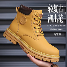 大黄蜂大黄靴机车鞋圆头舒适网红鞋爆款厚底增高男生休闲高帮鞋