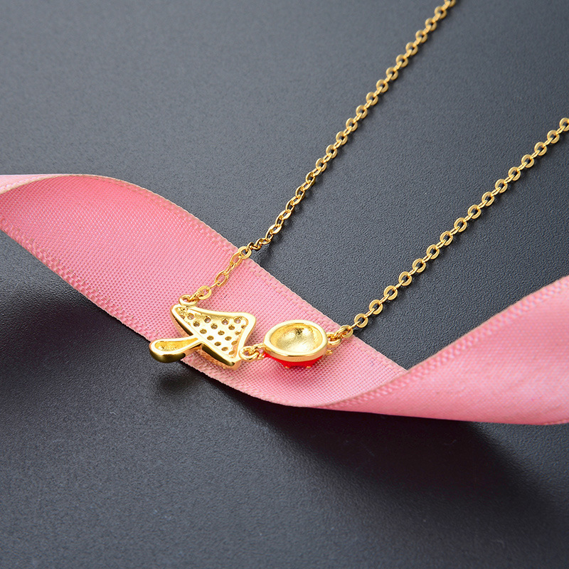 Japón y Corea de la moda S925 collar fresco de plata con diamantes de gota de aceite hongos creativos siete estrellas collar mariquita mujer