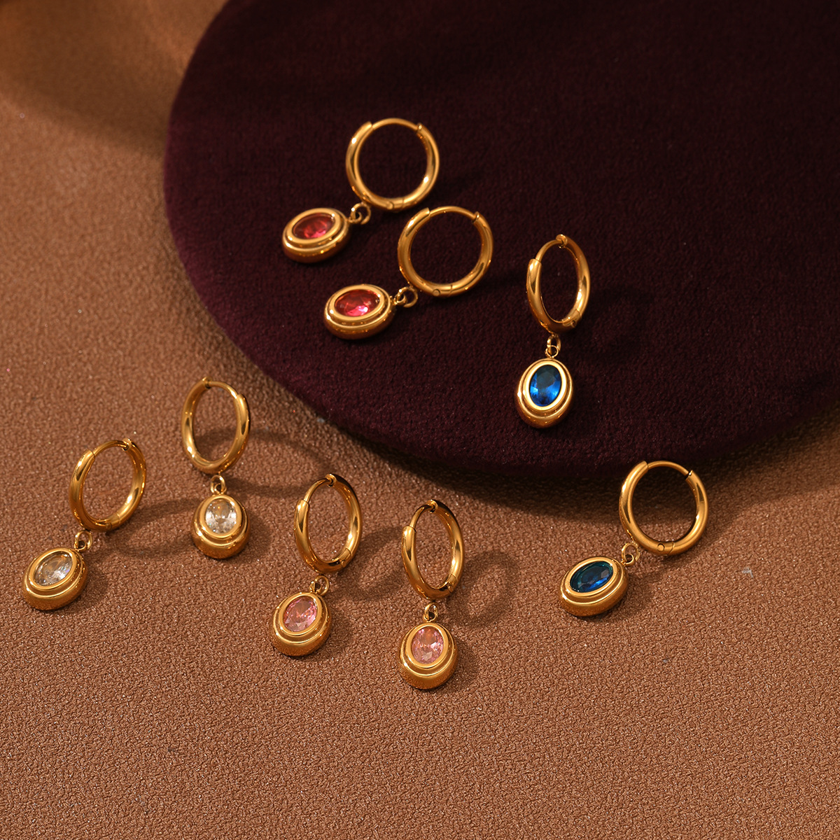 8g Weight 0.03µm-0.05µm Gold Plating Thickness PVD Coated Gold Plating Process PVD Coated Real Gold Plated 18K Geometric 304 Stainless Steel Elegant Streetwear Waterproof Non Tarnish Charm Sleeper Hoop Earrings Drop