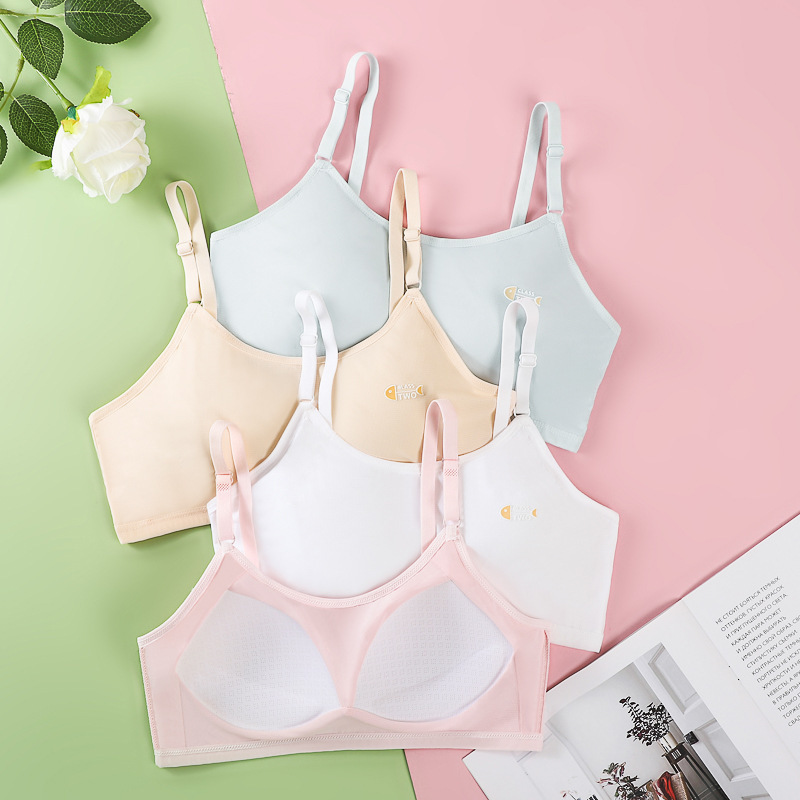 Girls' Developmental Period Fixed Cup Intimates, Middle and High School Students' Tube Top, Ice Silk Breathable Mesh, Big Girl's Chest Wrap