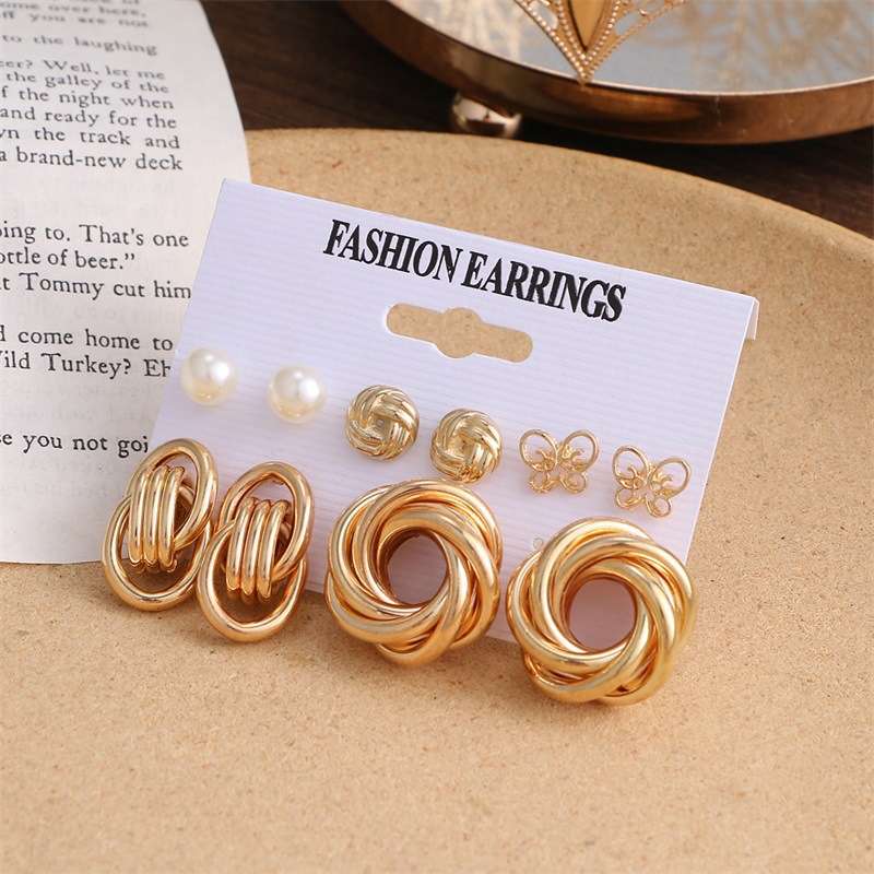 Fashion Irregular Butterfly Metal Plating Ear Studs 6 Pairs display picture 3