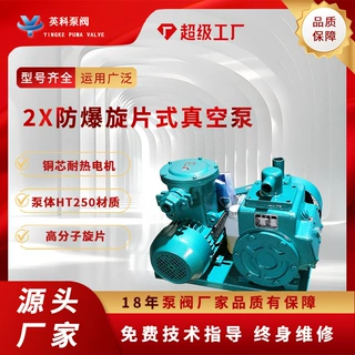 旋片式真空泵2x-4A皮带轮双极铸铁卧式380V树脂脱泡0.55KW防爆