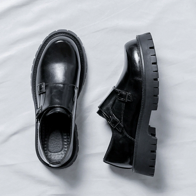 Кожаные туфли, мужские Модные Повседневные лоферы в Корейском стиле, Молодежные универсальные ленивые одношаговые Модные мужские туфли на толстой подошве, 2138-R