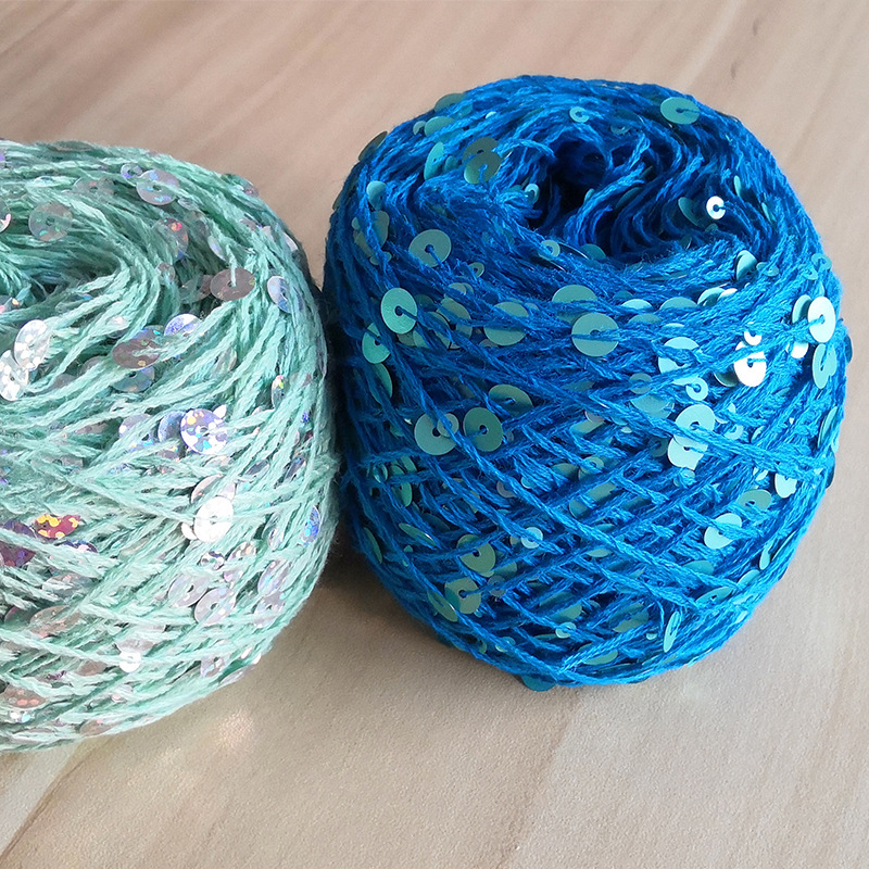 50g algodón lentejuelas hilo 3mm + 6mm peinado tamaño de lujo lentejuelas mano hilo tejer precio al por mayor