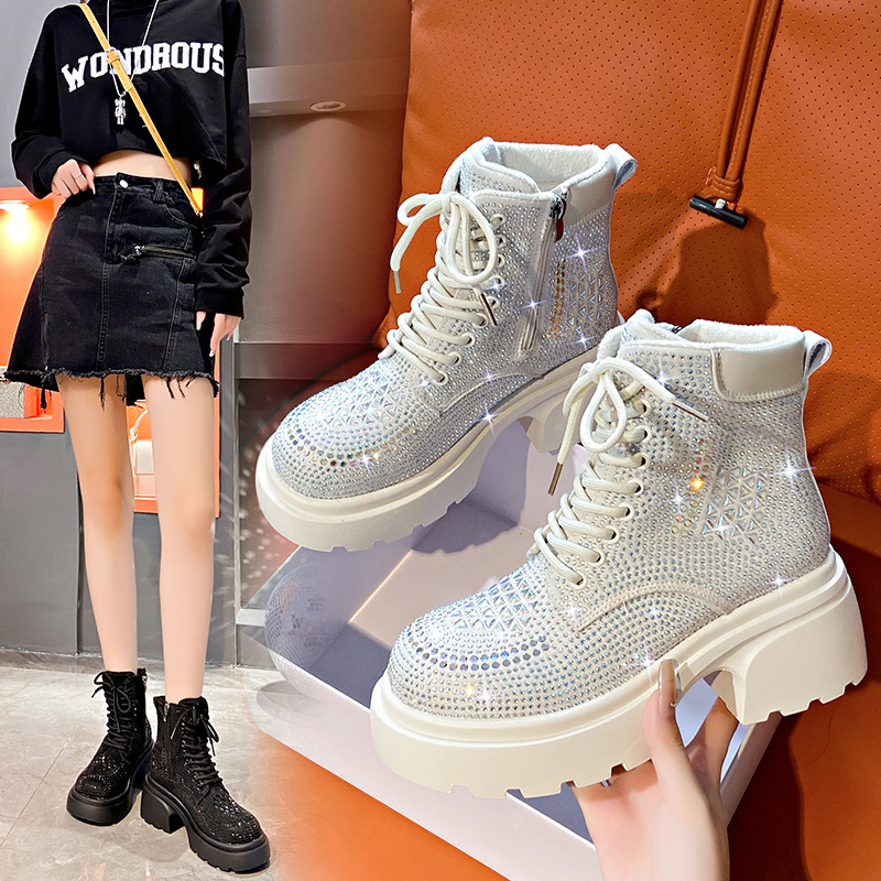 Sternenklare Martin-Stiefel mit Strasssteinen für Damen 2024 Herbst und Winter, neue High-End-Modestiefel sowie warme, kurze Stiefel aus Samt_voghion.com