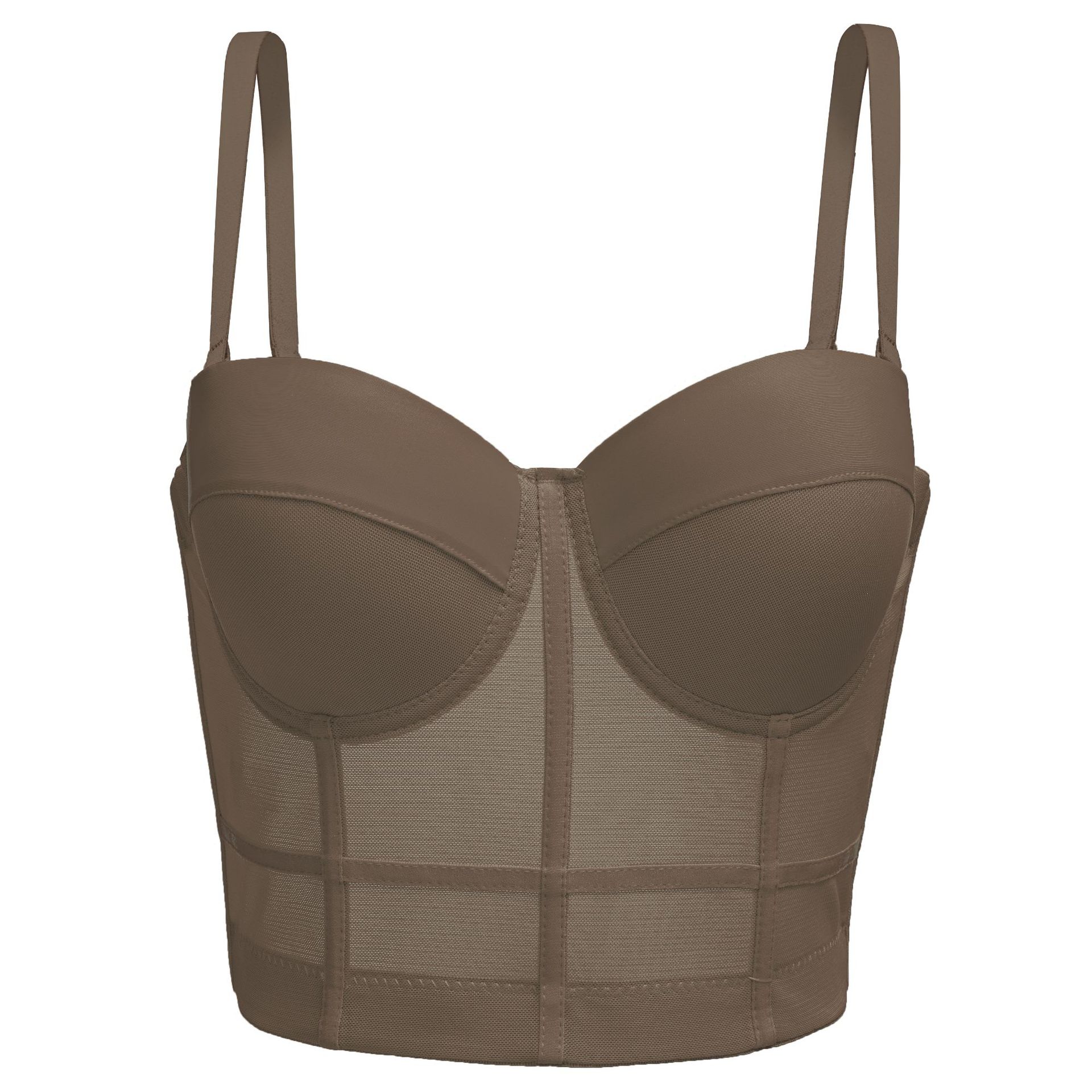 Cross-Border European and American Sexy Hottie Fishnet Corset-Style Camisole with Design Elements, Suitable for Outerwear, with Chest Pads and Underwire for Shaping