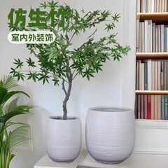 潮州镁泥大花盆厂家网红线条庭院商场北欧阳台简约现代圆柱花