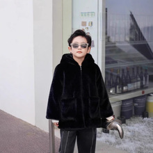 2025冬季男童女童皮草仿水貂毛毛外套儿童中长款宝宝加厚棉服大衣