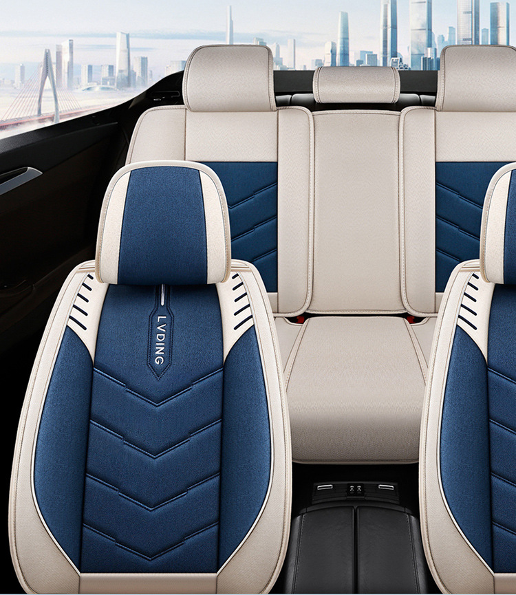 Four-Season Universal Fabric Seat Cover, Car Seat Cover, All-Inclusive Seat Cushion, New Five-Seater Fully Enclosed Linen Car Seat Cushion