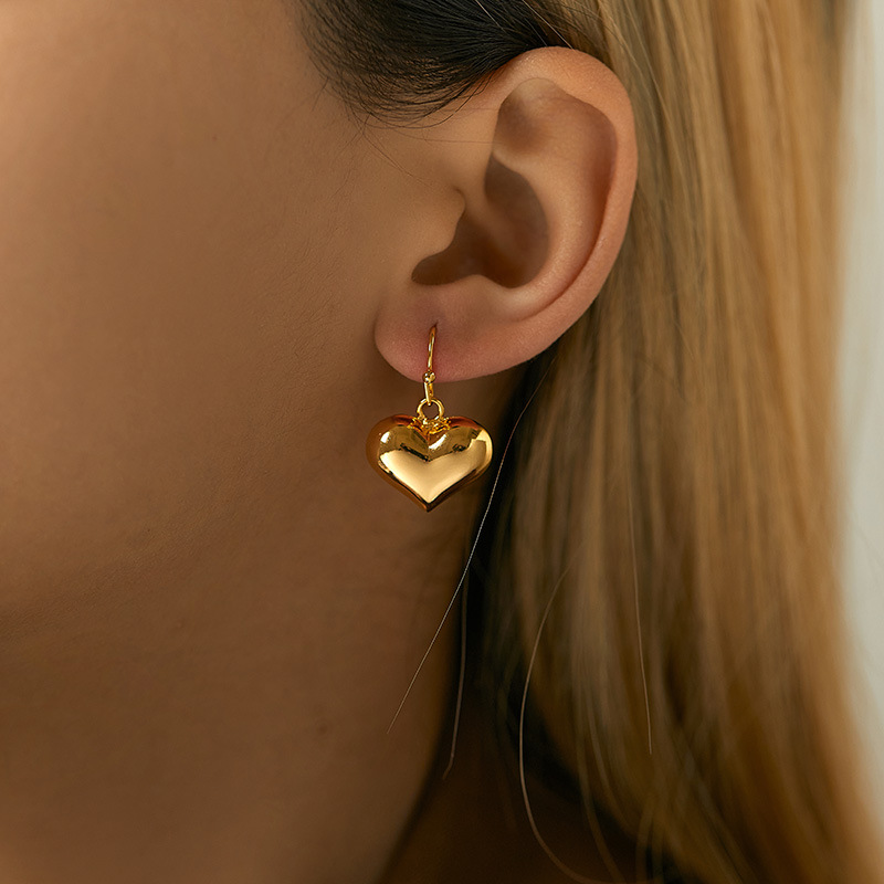3g Weight Copper Ear Needle Material Drop Earrings Classification 1 Pair Quantity Holiday, Daily Occasion Copper Material Heart Shape Pattern Women's Gender Plating Design Casual, Elegant Style 1 Pair Casual Elegant Heart Shape Plating Copper Drop Earrings 3