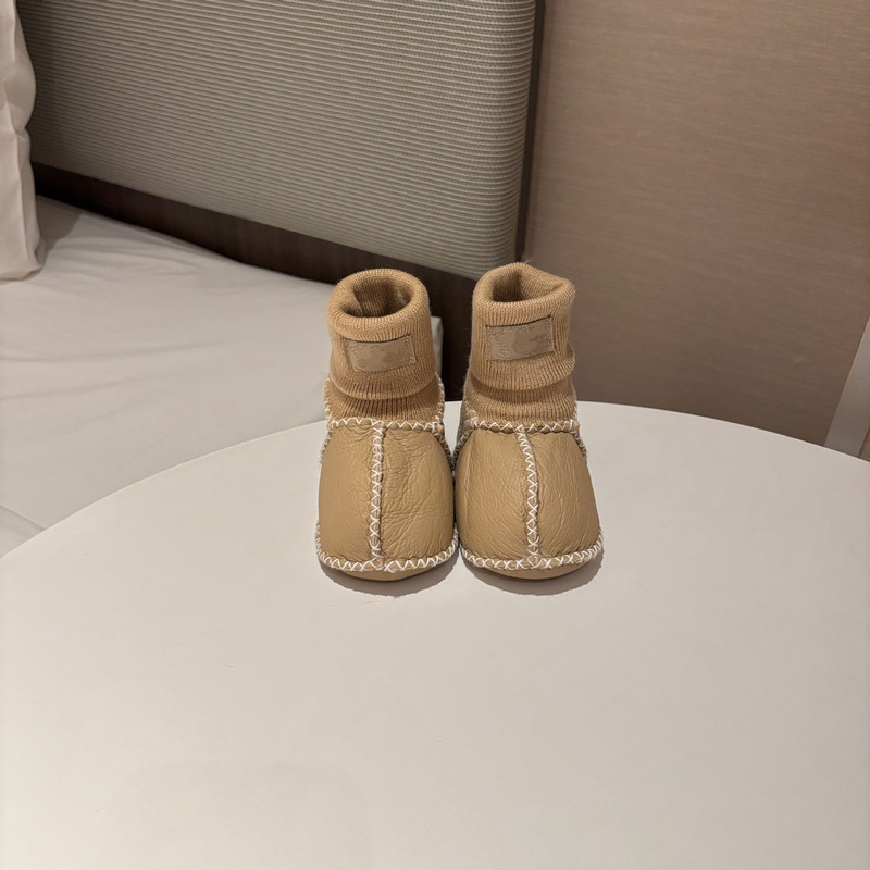 桑坡纯色羊皮毛一体宝宝棉鞋婴幼儿鞋室内步前鞋袜软底男宝女宝|undefined