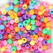 6*9MM亚克力实色大孔桶珠 彩色塑料小马珠儿童发饰DIY饰品配件