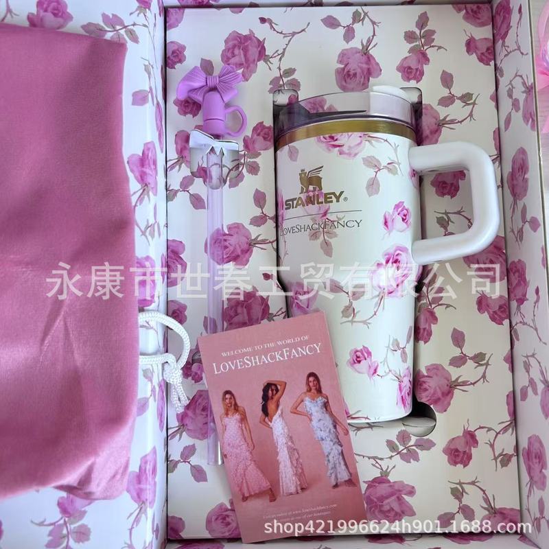 Stanley20oz保温杯繁花联名款小号斯坦利冰霸杯儿童吸管杯带手柄.|undefined