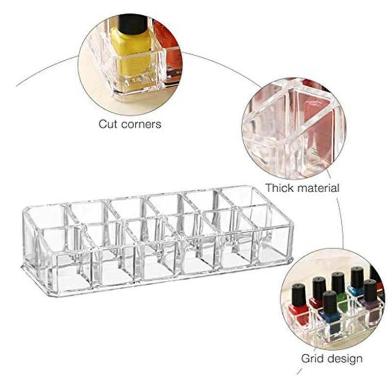 Transparent cosmetic storage box, lipstick, stand, makeup box, 12 cells