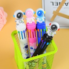 卡通宇航員十色圓珠筆可愛文具學生塗鴉繪畫彩色手賬筆多色油性筆