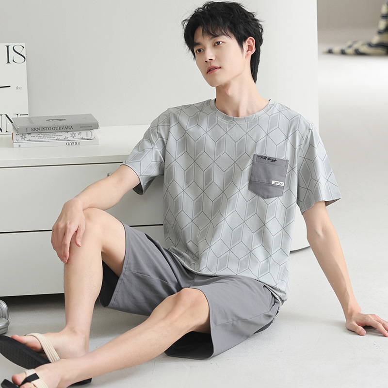 Pijamas modales para hombres verano 2025, nuevo conjunto de ropa casera, mangas cortas, sueltas y grandes, se puede usar fuera.