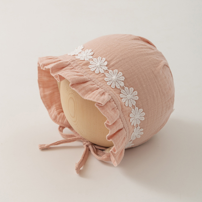 Sombrero de bebé princesa gran brillo delgado sombrero de primavera y otoño sombrero de encaje sombrero cortesano sombrero protector de orejas sombrero de cabeza recién nacido