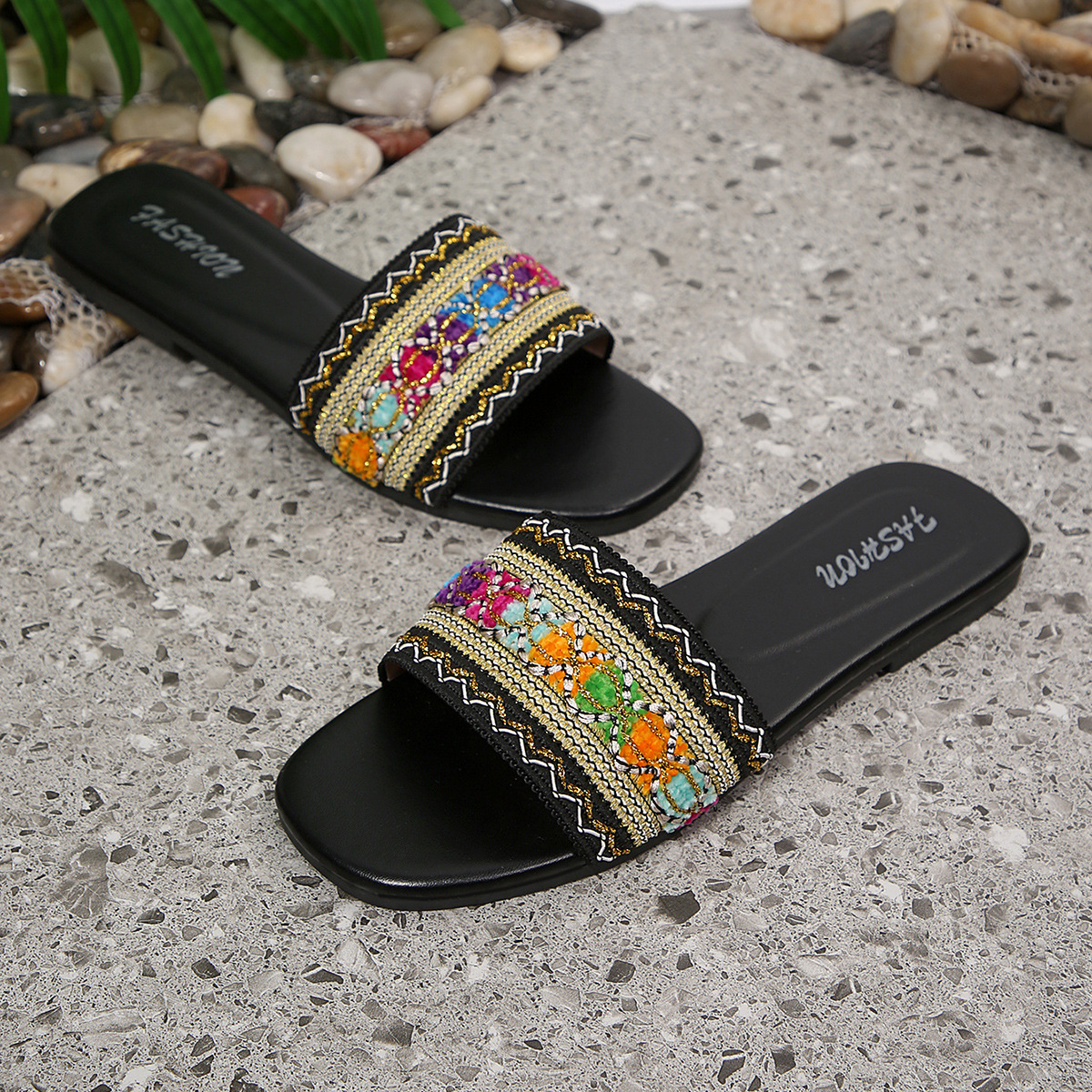 Zapatillas Planas Tejidas para Mujer, de Tejido y Caucho, Ligeras y Antideslizantes para Playa