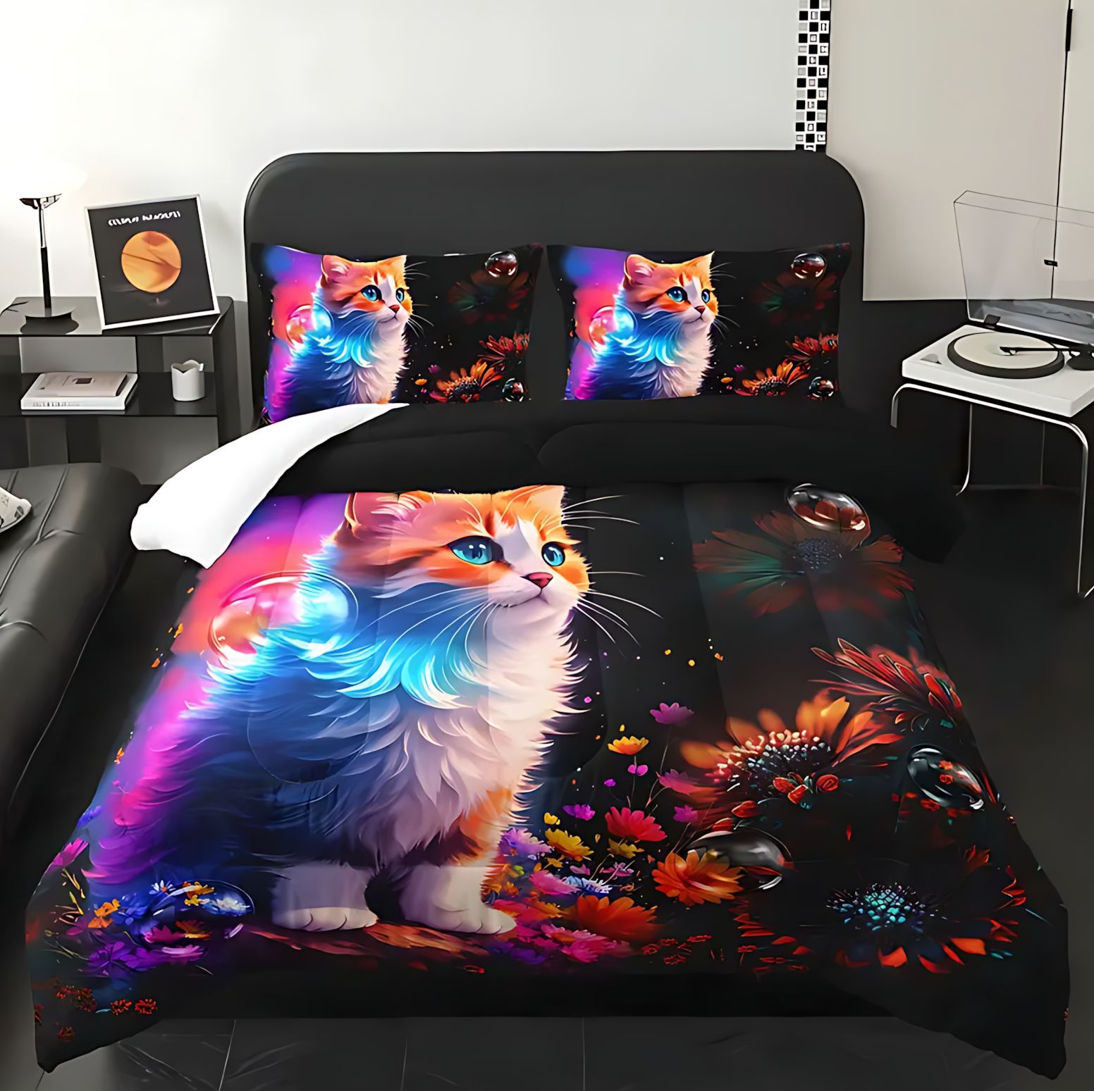 TEMU / JIT transfronterizo lindo gato tema impresión digital HD 180gms colcha colcha