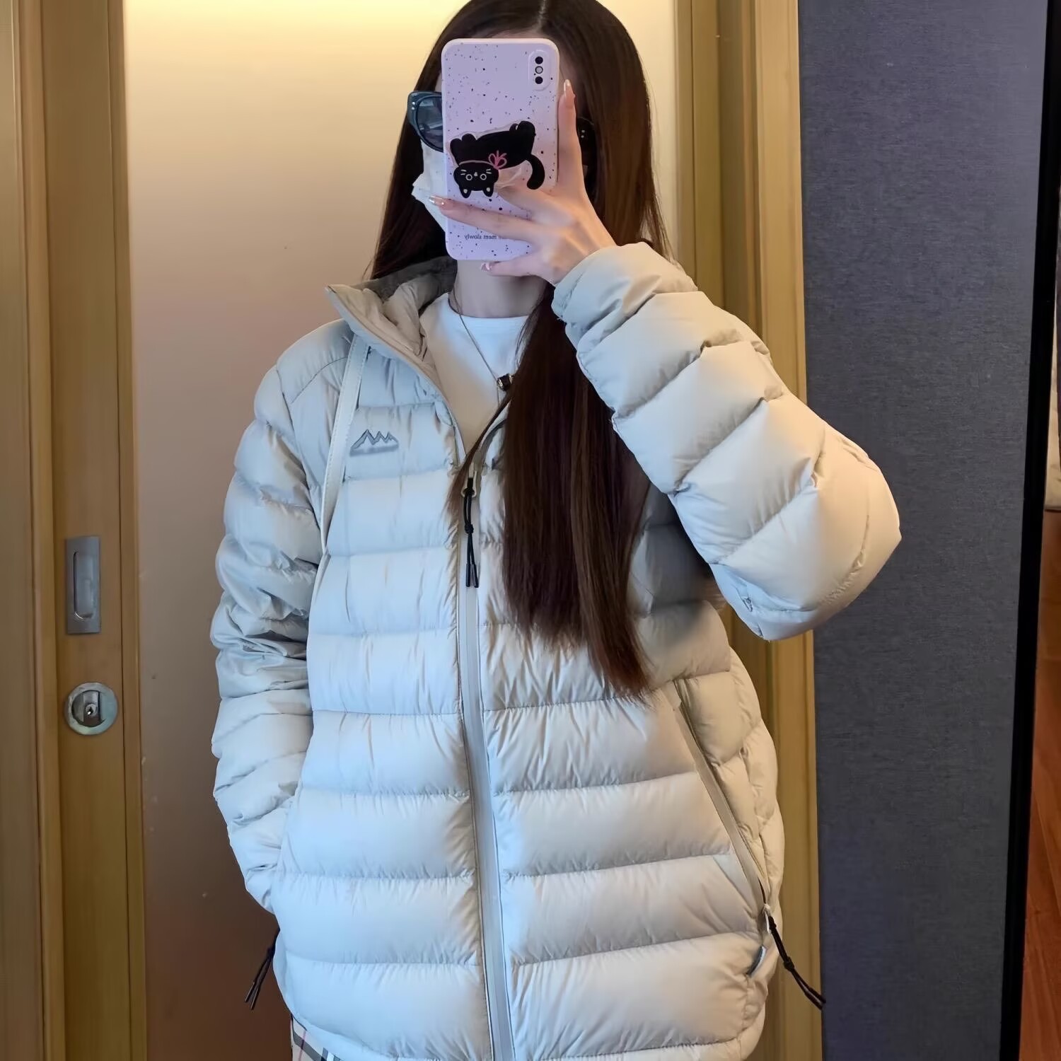 얇고 가벼운 새우탕 체크무늬 신상 숏다운 코튼 코트, 여성용 작은 커플 다용도 후드 겨울 코트