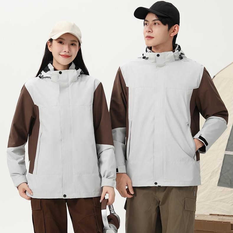 冲锋衣户外三合一印logo防水棉服工作服秋冬可拆卸外套防风耐磨玲