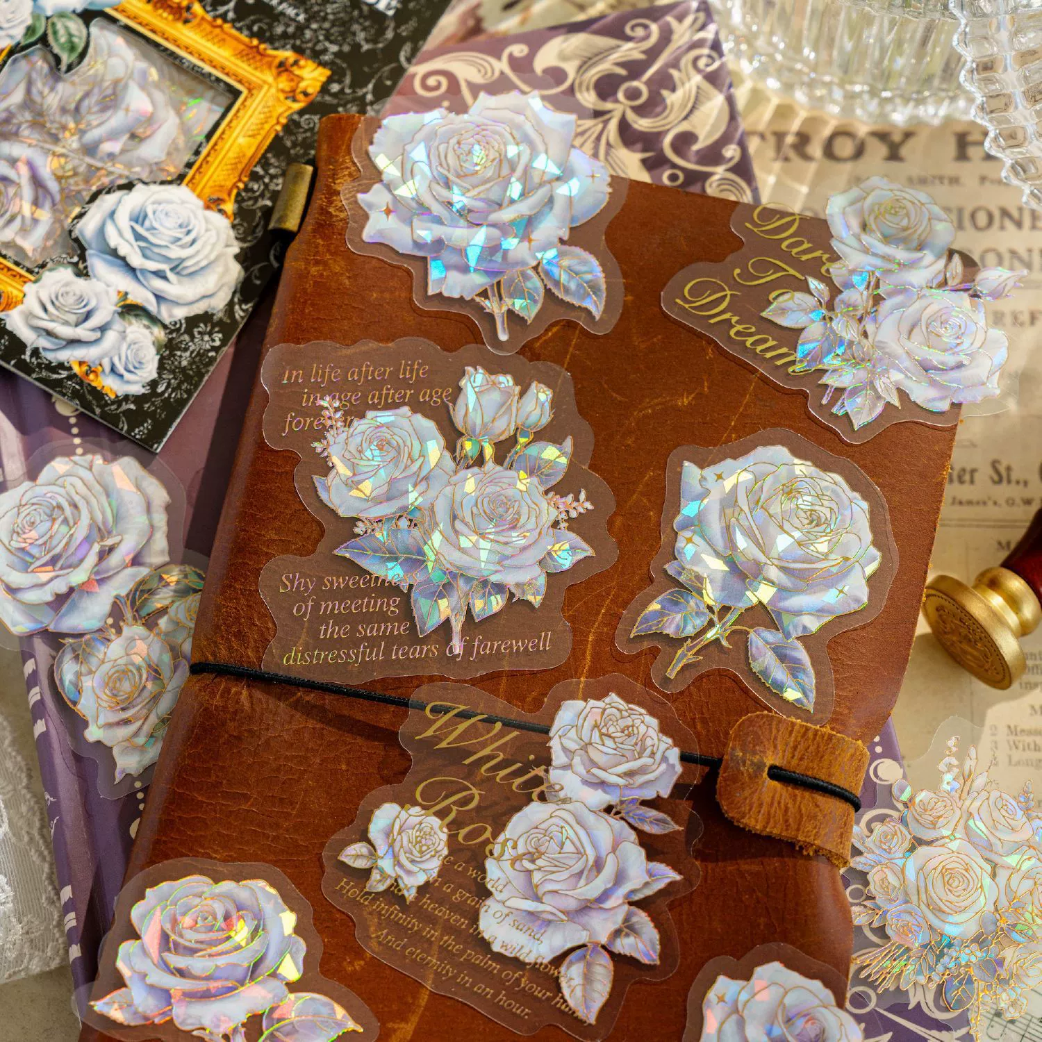 Роза Tangshi Подарочная серия ПЭТ наклейки упаковка цветок розы ручной счет DIY декоративные наклейки 20 штук на 6 типов