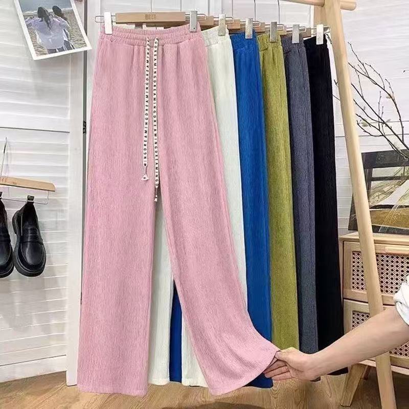Summer New Style Chiba Pattern Wide-leg Pants Women's Pleated Draping Loose Straight Pants Women's Fashionable All-match Casual Pants