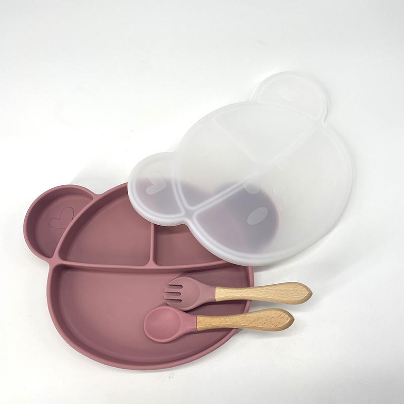 HCD-001 (미키 접시 + 더스트 커버 + 나무 포크 스푼) 딥 파우더