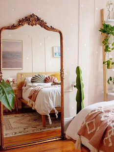 French Style Dressed Mirror Retro Carved Full-length Mirror American Fitting Mirror Home European Floor Mirror Clothing Store