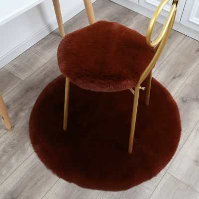Mat, Computer Swivel Chair Carpet, Car Carpet - caramel-color-imitation-rabbit-fur-40cm-diameter-round