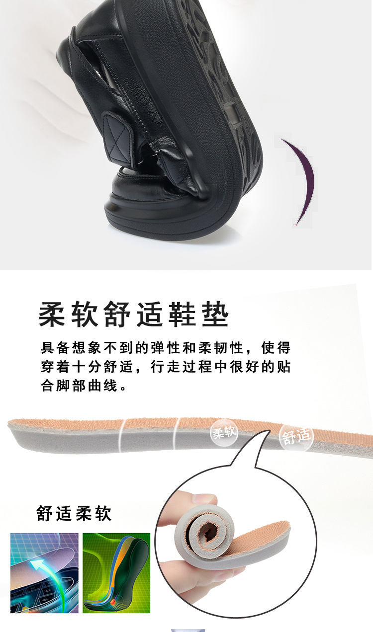Dép sandal nữ da thật mũi kín quai chữ V đế dày — đen chi tiết 6