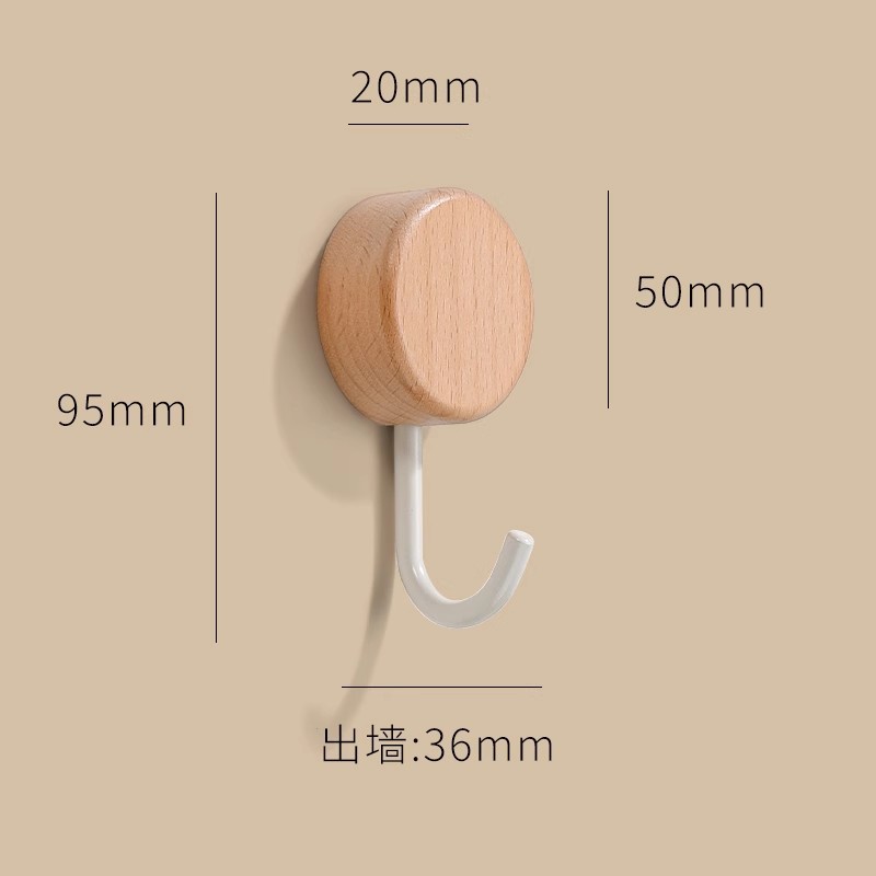 Gancho de ropa de madera negra de nuez no perforado detrás de la puerta de la pared del armario de vestíbulo de la pared del gancho adhesivo de ropa de pintura