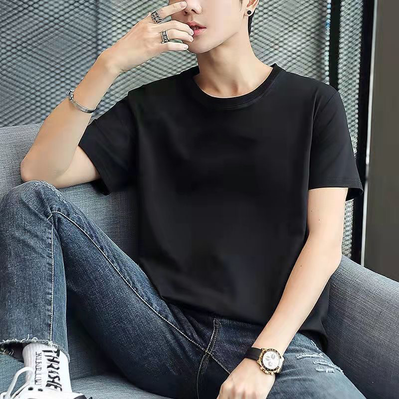 Camiseta de manga corta para hombre, nueva, estilo otoñal, ajustada, moderna, estampada, fina, con cuello redondo, estilo informal, suministro de vendedores ambulantes, atractiva.