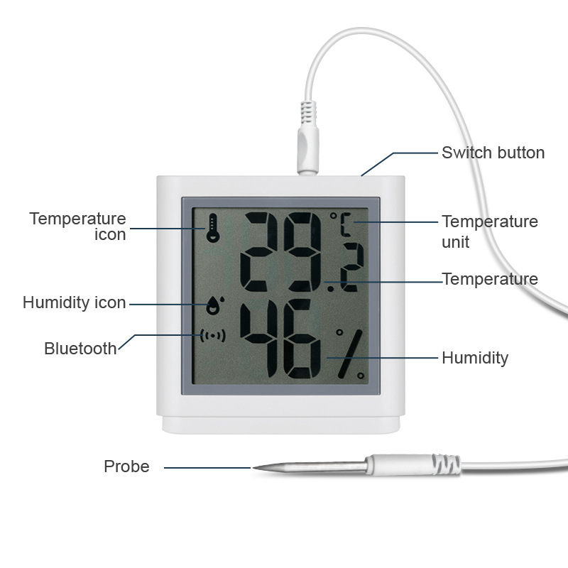 智能蓝牙数字温湿度计防水探头冷链鱼缸水箱冰箱测温仪温度记录仪