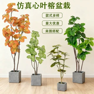 跨境热销仿真心叶榕 大型室内家居落地装饰假绿植橱窗造景 定制树