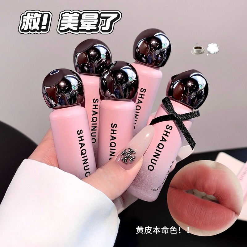 SHAQINUO丝绒雾感唇泥雾面哑光唇釉不易沾杯口红素颜显白学生唇彩|undefined