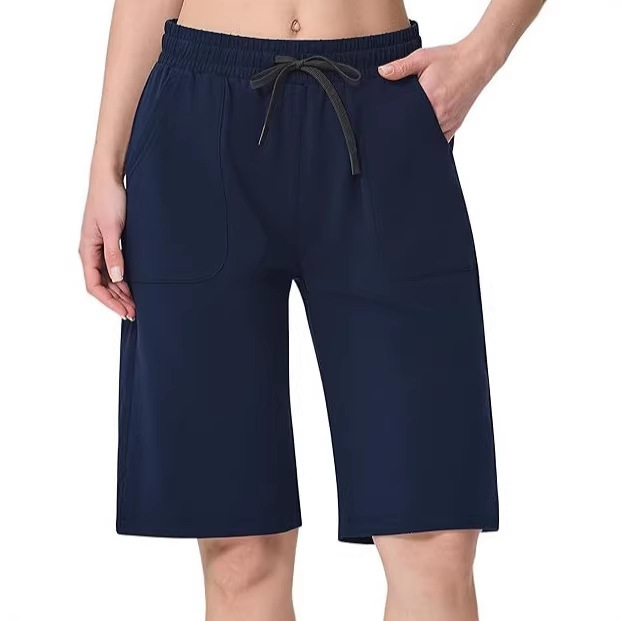 Cross-Border Pure Cotton Sports Shorts with Pockets for Women 10inch Sports Casual Workout Bermuda Knee-Length Shorts Cross-Border Pure Cotton Sports Shorts with Pockets for Women 10inch Sports Casual Workout Bermuda Knee-Length Shorts