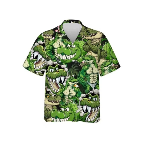 Men's 3D Printed Funny Animal Hawaiian Crocodile Pattern Summer Loose Casual Short Sleeve Turn-down Collar Shirt Men's 3D Printed Funny Animal Hawaiian Crocodile Pattern Summer Loose Casual Short Sleeve Turn-down Collar Shirt